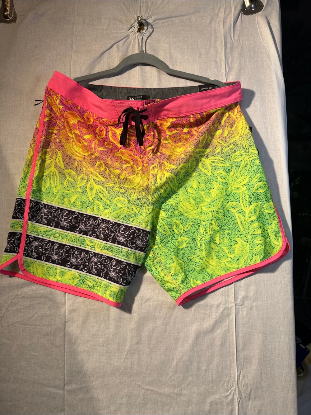 Hurley Neon Pink, Lime & Yellow Floral Board Shorts Size 36